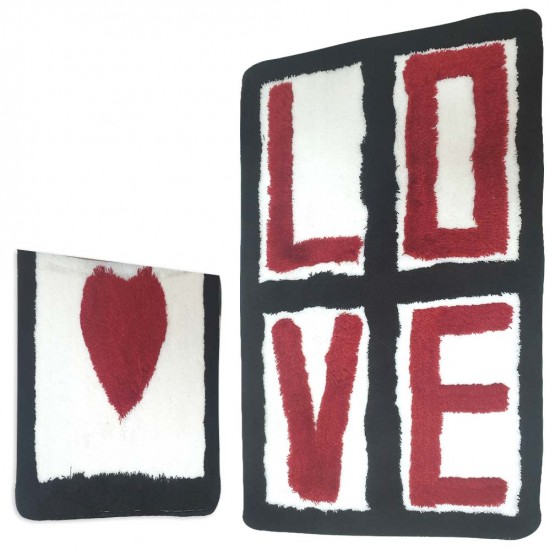 Covorase de Baie, Set 2, Love Rosu