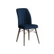 Set 6 Scaune tapitat dining/bucatarie,Horizon Albastru Night, material textil, cadru metal, picioare Lemn