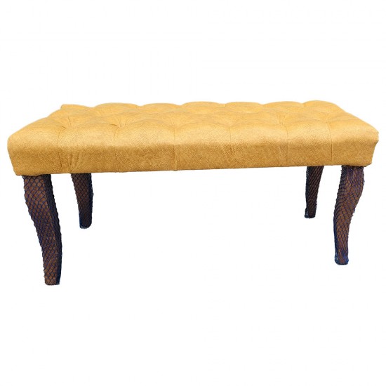 Canapea tip banca tapitata cu stofa, Mustar, 90 cm x 45 cm x 45 cm Canapea tip banca tapitata cu stofa, Mustar, 90 cm x 45 cm x 45 cm
