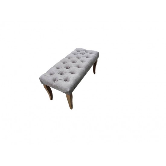 Canapea tip banca tapitata cu stofa, Gri, 90 cm x 45 cm x 45 cm