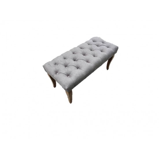 Canapea tip banca tapitata cu stofa, Gri, 90 cm x 45 cm x 45 cm