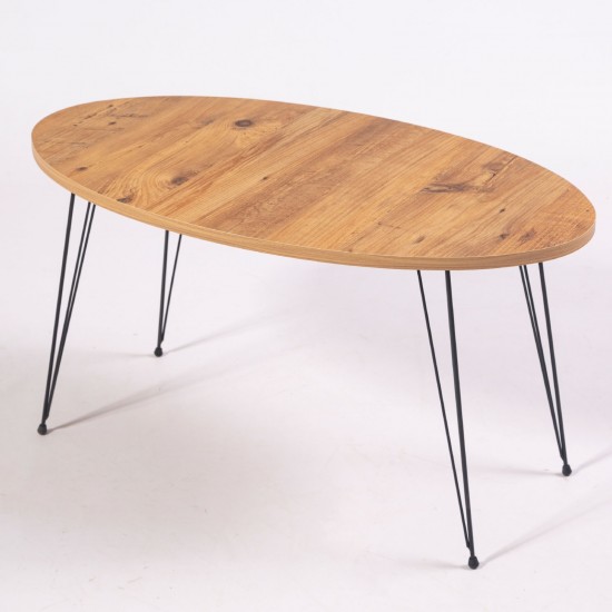 Masuta cafea Casafun Marlem, Oval, 90x50x45 cm, Lemn natur desene, picioare metal negru Masuta cafea Casafun Marlem, Oval, 90x50x45 cm, Lemn natur desene, picioare metal negru