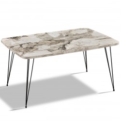 Masuta cafea Casafun Marlem, 90x50x45 cm, Crem desene marmura, picioare metal negru Masuta cafea Casafun Marlem, 90x50x45 cm, Crem desene marmura, picioare metal negru