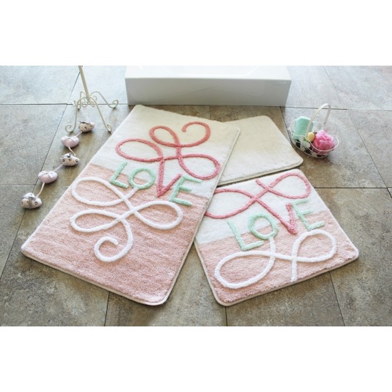 "EROS ROZ" Set 3 Covorase de baie