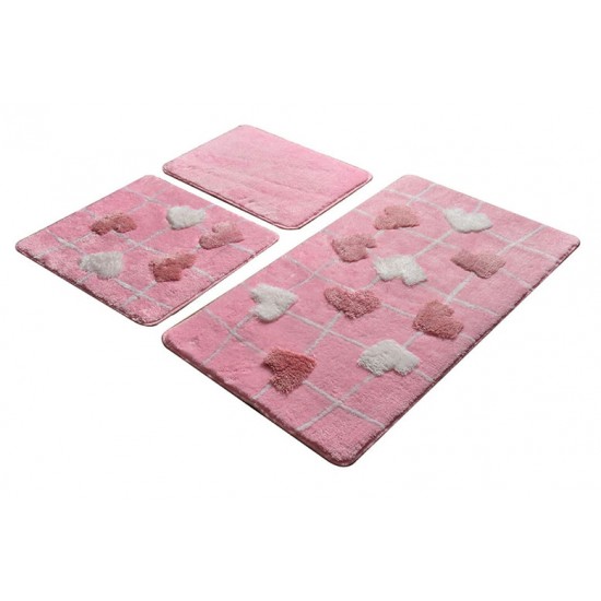 "ALICE Roz" Set 3 Covorase de baie