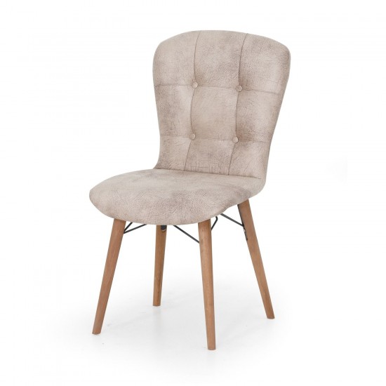 Scaun tapitat dining/bucatarie, BRISTOL Crem, material textil, cadru Lemn