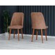 Scaun tapitat dining/bucatarie, Horizon Maro, material textil, cadru metal, picioare Lemn