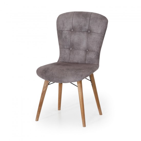 Scaun tapitat dining/bucatarie, BRISTOL Gri, material textil, cadru Lemn
