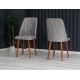Scaun tapitat dining/bucatarie, Horizon Gri, material textil, cadru metal, picioare Lemn
