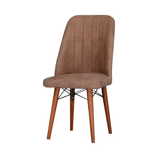 Scaun tapitat dining/bucatarie, Horizon Maro, material textil, cadru metal, picioare Lemn