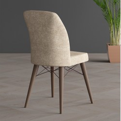Scaun tapitat dining/bucatarie, Horizon Cappucino, material textil, cadru metal, picioare Lemn Scaun tapitat dining/bucatarie, Horizon Cappucino, material textil, cadru metal, picioare Lemn