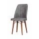 Scaun tapitat dining/bucatarie, Horizon Gri, material textil, cadru metal, picioare Lemn