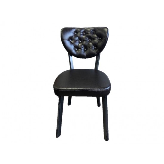 Scaun tapitat dining/bucatarie, Lincoln Negru, material Piele ecologica, cadru Lemn, picioare metal negru Scaun tapitat dining/bucatarie, Lincoln Negru, material Piele ecologica, cadru Lemn, picioare metal negru