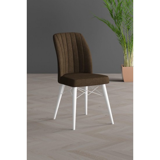 Scaun tapitat, Horizon Maro, material textil, picioare Lemn ALB , dining/bucatarie, cadru metal Scaun tapitat, Horizon Maro, material textil, picioare Lemn ALB , dining/bucatarie, cadru metal
