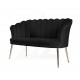 Canapele-London Queen NEGRU, Tapitat Textil cadifea, Cadru Lemn, picioare metal auriu
