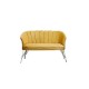Canapele-London Queen GOLDEN MUSTAR, Tapitat Textil cadifea, Cadru Lemn, picioare metal auriu