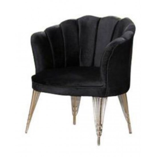 Fotolii London Queen, Negru, Tapitat Textil, Cadru si Picioare metal auriu