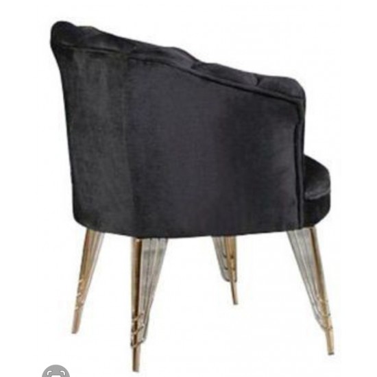 Fotolii London Queen, Negru, Tapitat Textil, Cadru si Picioare metal auriu