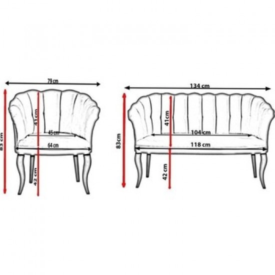 Set Canapea London Queen Coffee Set, Gri