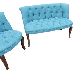 London Times Coffee Set canapea 2 persoane cu 2 fotolii, Turquaz