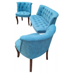 London Times Coffee Set canapea 2 persoane cu 2 fotolii, Turquaz