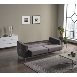 Canapele extensibile EBRU, Gri, 3 locuri, 225x87 (113 cu pad) x h 94 cm